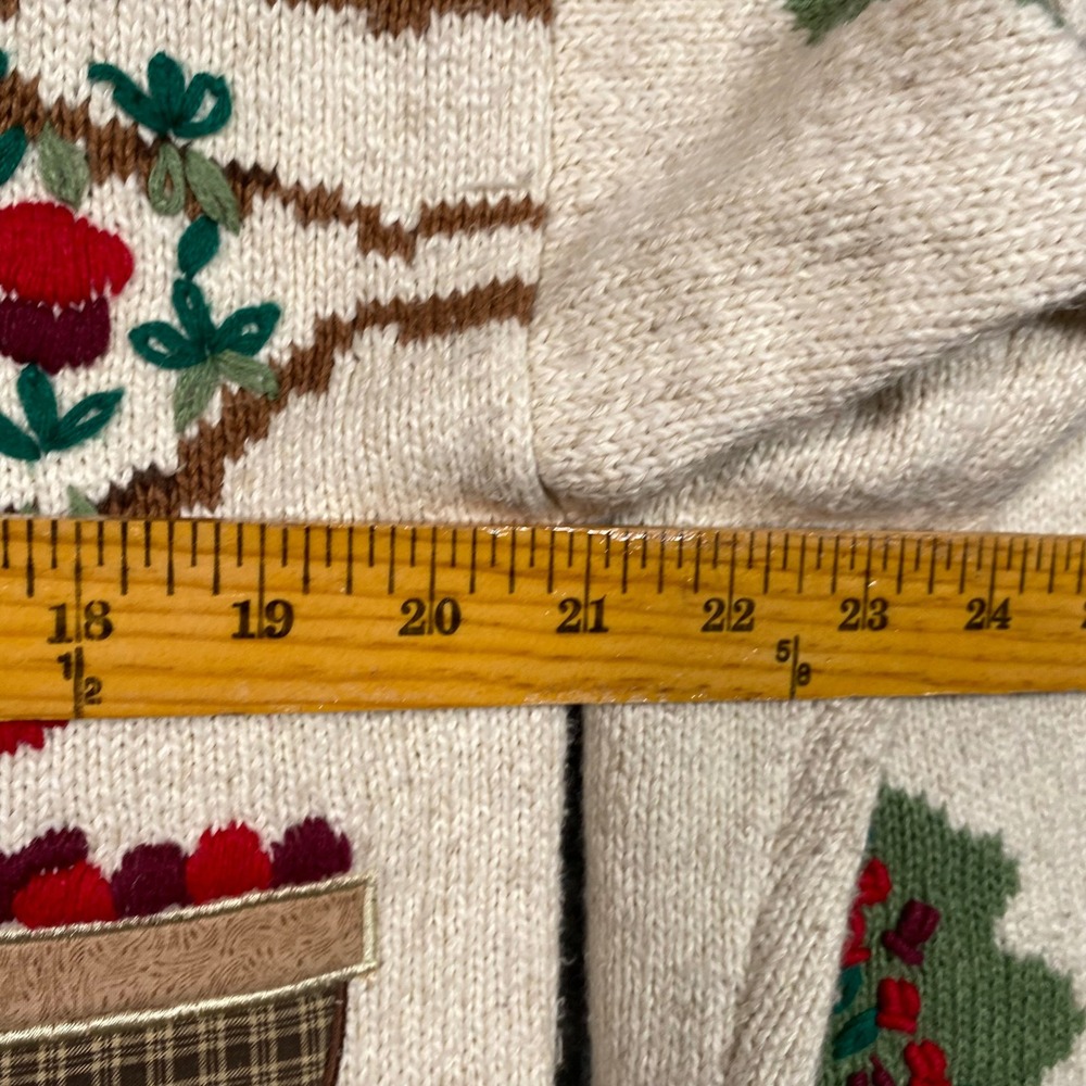 Casey's of Williamsburg Vintage Apple Orchard Knit Cardigan Cream Large L - Picture 4 of 8